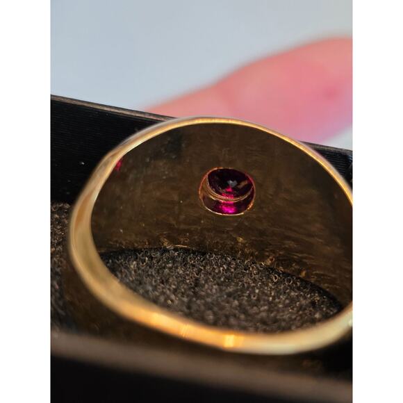 LIND 14K Yellow Gold HGE Ruby & Silver Ring‎ 11.5 Size 11.15 grams - Picture 4 of 13